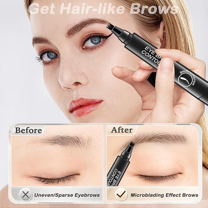 Tmisham Store Eyebrow Pen- Black, Waterproof & Smudge-proof, One Swipe Application with Micro Precision, Natural & Long-lasting Finish, For Denser & Fuller Eyebrows, Easy to use(pc of 1)