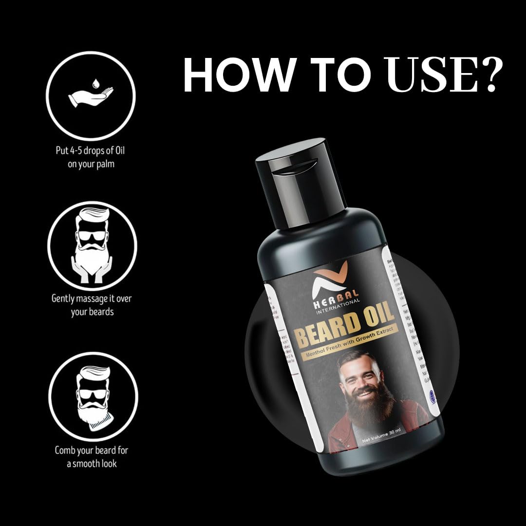 Beard Oil, Menthol Fresh with Growth Extract, 50 ml, Black (Pack Of 1)