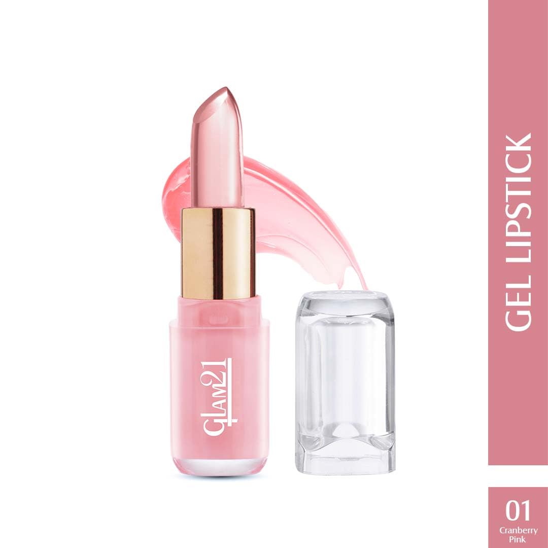 Glam 21 Jelly Pop Fruity Gel Lipstick| Moisturising | Glossy Finish | Gives A Natural Colour | Lightweight | Cranberry Pink & Blueberry Purple - Pack Of 2