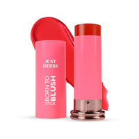 Just Herbs Red Hot Born To Blush Lightweight | Long Stay | Smooth Texture | Moisturises & Hydrates | Dewy Glow Blush Stick with Shea Butter & Cica for Eyes Cheeks and Lips For Women | 14g