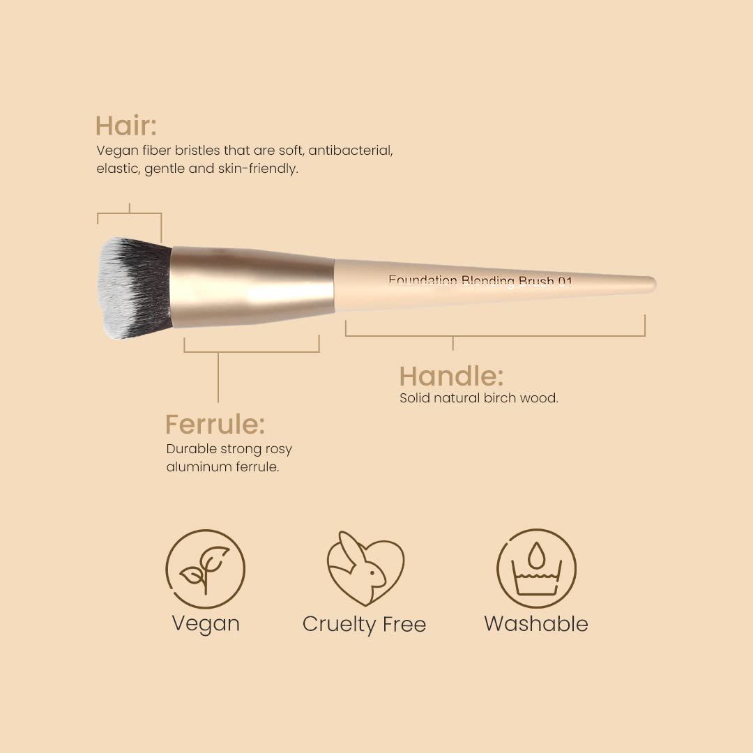 Milagro Beauty Foundation Brush 01 – Seamless Blending Brush for Liquid, Cream & Powder Foundations, Soft Dense Bristles, Flawless Coverage, Vegan & Cruelty-Free, Easy to Use & Clean