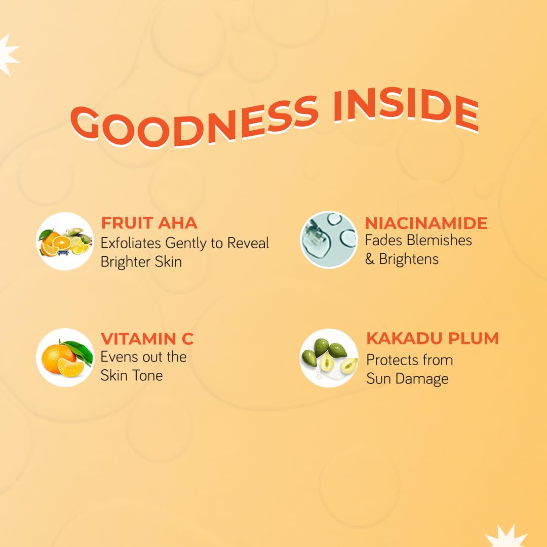 Moody Vitamin C Brightening Face Wash with Mandarin Orange | Gently Cleanses, Hydrates & Reduces Dark Spots | Face Cleanser For Normal, Oily & Combination Skin | Men & Women | 100 ML