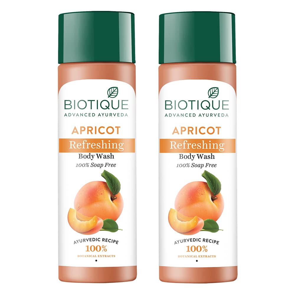 Biotique Bio Apricot Refreshing Body Wash | Keeps Skin Fresh and Clean | Brightens Skin and Reducing Dark Spots | 100% Botanical Extracts | Suitable for All Skin Types | (Pack Of 2)