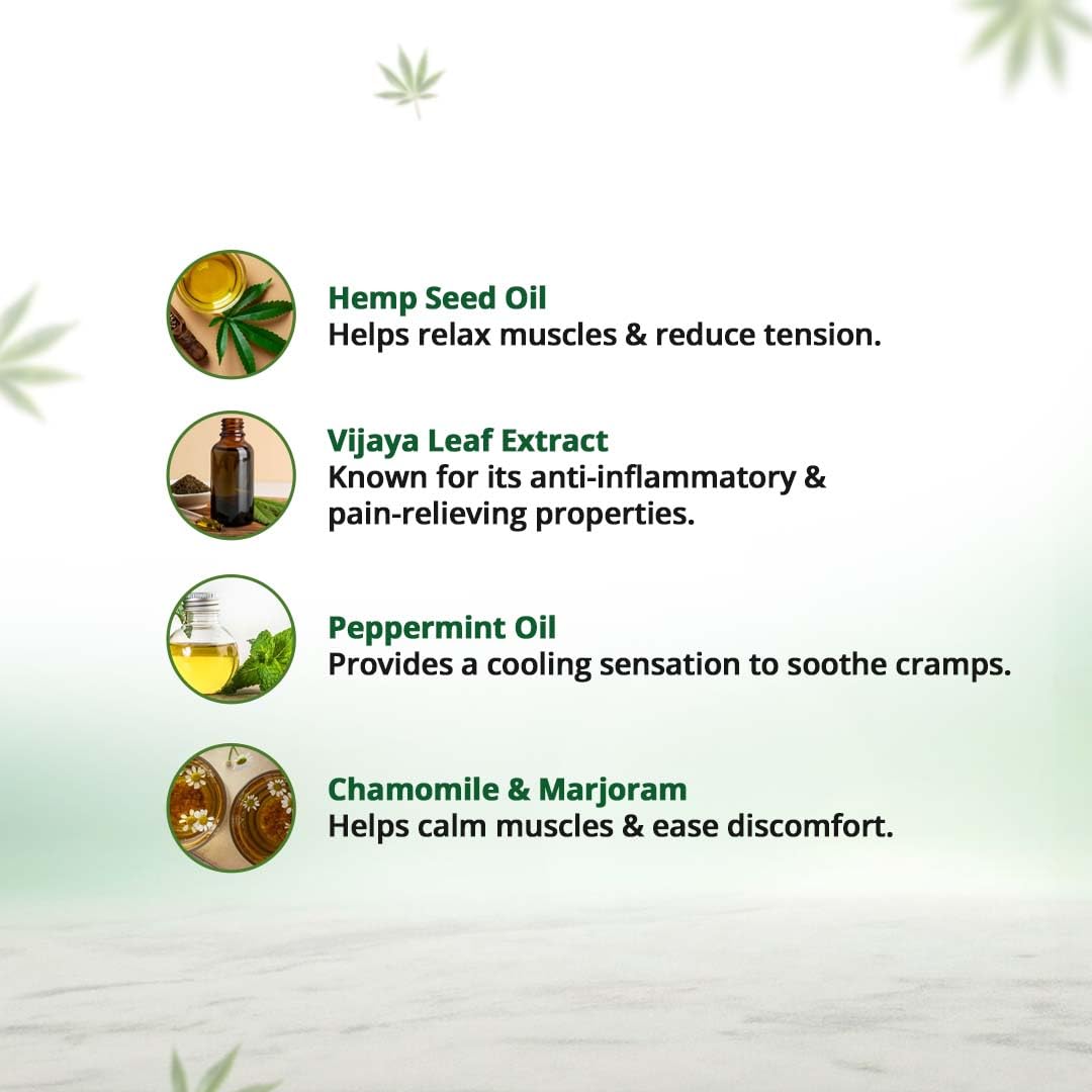 Hampa Intense Cramping Relief Roll-On 10ml | Ayurvedic Period Pain Relief Oil for Menstrual Cramps | With Vijaya Extract, Hemp, Peppermint & Marjoram | Fast-Acting Natural Formula | 100% Herbal