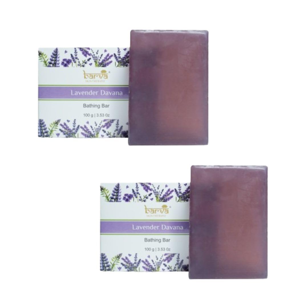 Barva Pure Glycerin Soap Contains Natural ingredients to Pamper your Skin, Luxurious Bathing Soaps for all Skin Types. (Lavender Davana Bathing Bar (Pack of 2))