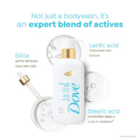 Dove Exfoliate Away Serum Body Wash | 4% Refining Serum + AHA | Micro-polishers for silkier skin | Paraben & SLS free | 300 ml
