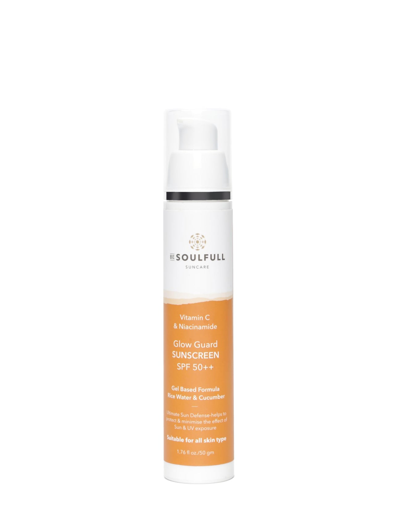 Be Soulfull Glow Guard Sunscreen with SPF 50+++Ultimate Sun Defense- helps to protect & minimise the effect of Sun & UV exposer- 50gms/.35 fl oz with