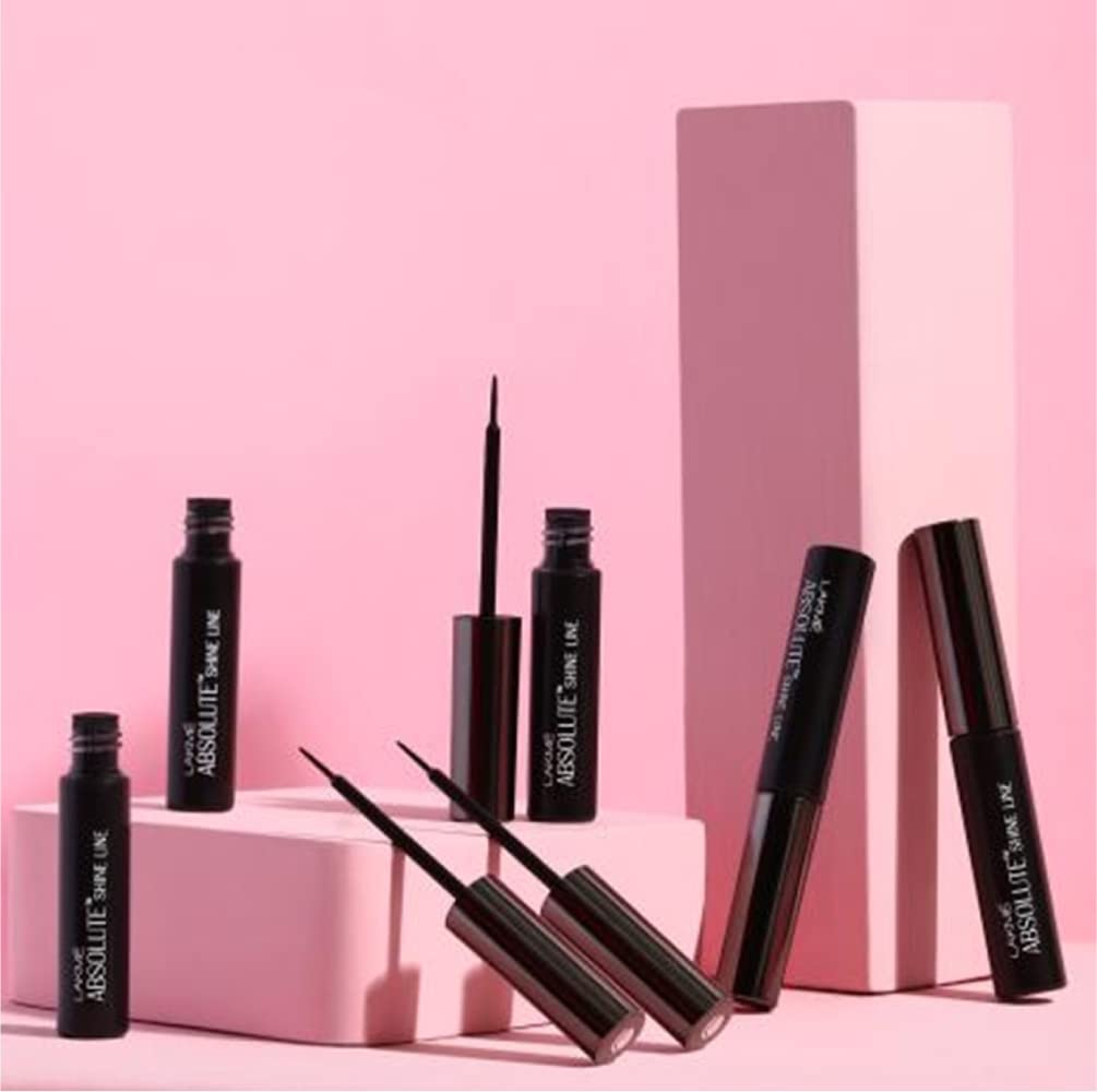 Lakmé Absolute Shine Liquid Eye Liner, Black, Long Lasting Shimmery Liner For A Glossy Finish - Smudge Proof Eye Makeup Gel, Does Not Fade, 4.5 Ml (Pack Of 2)