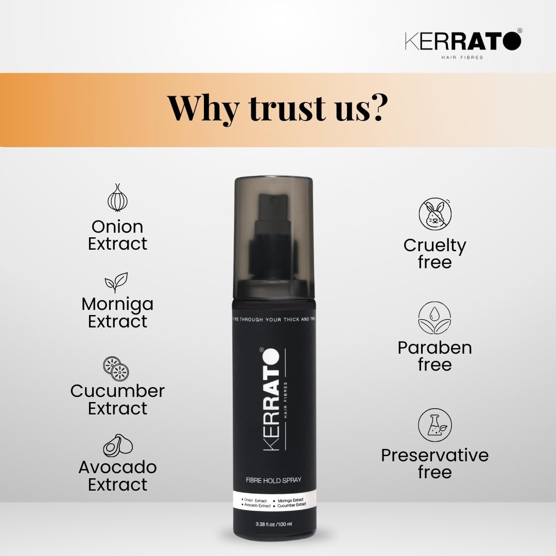 KERRATO HAIR FIBRES Unisex Water Resistant Locking Spray for All Hair Building Fibers (100ml) | Strong Hold All Day | Fiber Holding Sray, Hair Spray Pack of 1