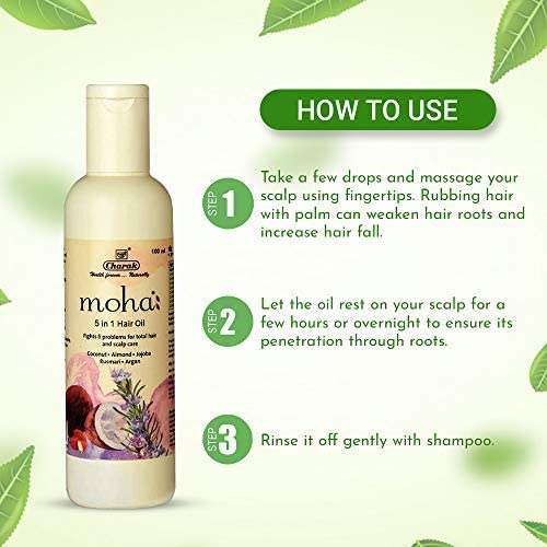 Moha:5 In 1 Hair Oil For Hair Growth & Hair Fall Reduction Coconut Oil, Almond Oil, Rosemary Oil, Wheatgerm Oil, Tea Tree Oil & Sesame Oil, All Hair Type Clinically Proven, 100 Ml