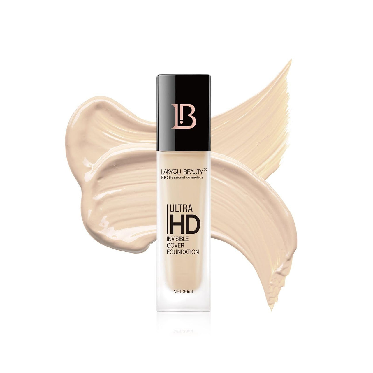 Lakyou Beauty Ultra HD Invisible Cover Foundation | Seamless Blend | High Definition Finish | Lightweight & Long-Lasting | Shade-01(White Ivory) | 30ml