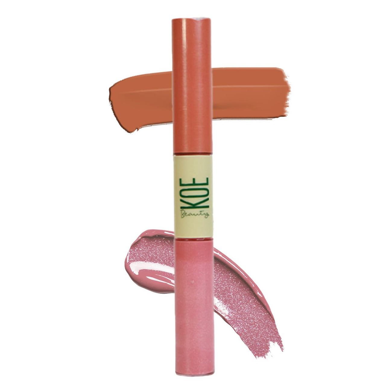 Koe Beauty Double Dip | Pink Spice & Jelly | Warm Rosy Pink Matte Lipstick (2ml) Plus Candy Gloss Finish Lip Topper (2ml) | Perfect Balance of Color & Shine