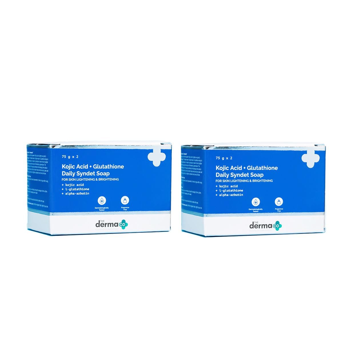 The Derma Co Kojic Acid + Glutathione Daily Syndet Soap with L-Glutathione & Alpha Arbutin | Reduces Dark Spots, Pigmentation & Blemishes | Brightens Skin | For Men & Women | 75 g x 4