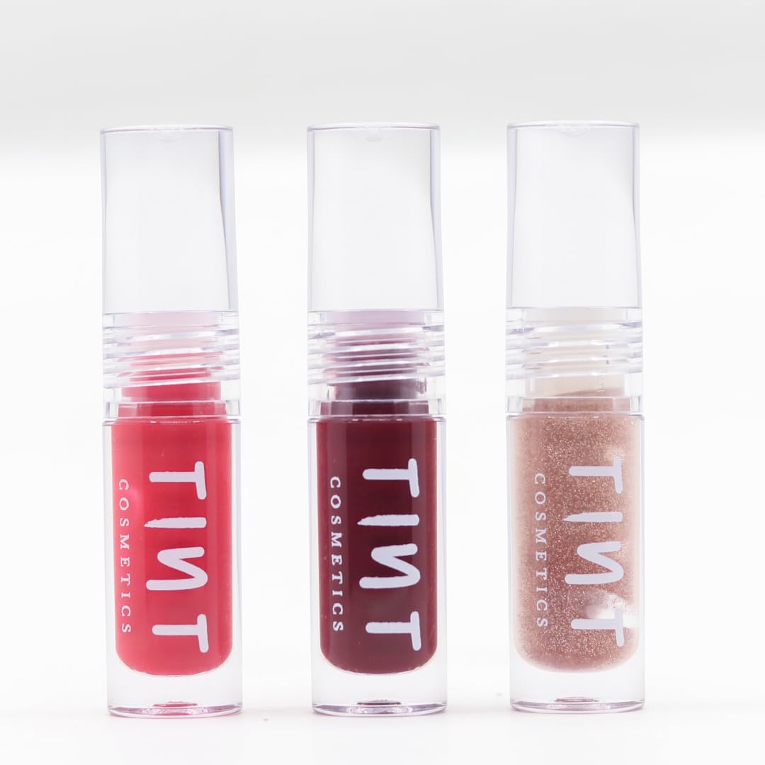 Tint Cosmetics Set of 3 Lipgloss, Honey, Pixie Dust & Berry Pink, Non Sticky, Hydrating, Light Weight, Long Lasting, High Shine & Soft Natural Liquid Lip Gloss For Girls & Women (2.5ml Each)