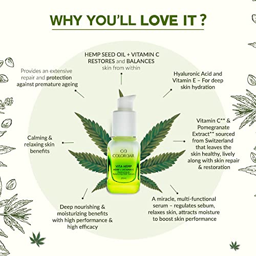 Colorbar Vita Hemp Restoring and Balancing Milk Serum | Nourishing | Pomegranate Scent | Natural | Vitamin C | Hemp seed oil | Hydrating