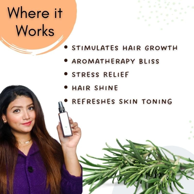 Mystiq Living Rosemary Water, Hair Spray for Regrowth| 100% Pure and Natural Hydrosol | Hair Mist (Pack of 2) - 200ML
