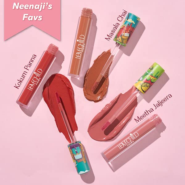 LoveChild Masaba Mamma mia! Lush-Matte Lip Crème - Kokum Panna (Red) Lush Matte Finish, Intense Hydration, Long Lasting, 3ml