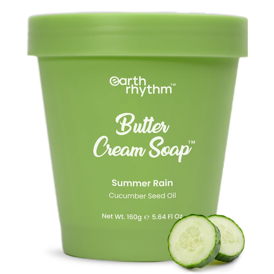 Earth Rhythm Summer Rain Butter Cream Soap| Cleanse, Moisturizes Skin, Make Skin Soft & Supple | Cucumber Seed oil,Shea Butter | for All Skin Type | Men & Women - 160g (Summer Rain)