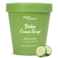 Earth Rhythm Summer Rain Butter Cream Soap| Cleanse, Moisturizes Skin, Make Skin Soft & Supple | Cucumber Seed oil,Shea Butter | for All Skin Type | Men & Women - 160g (Summer Rain)