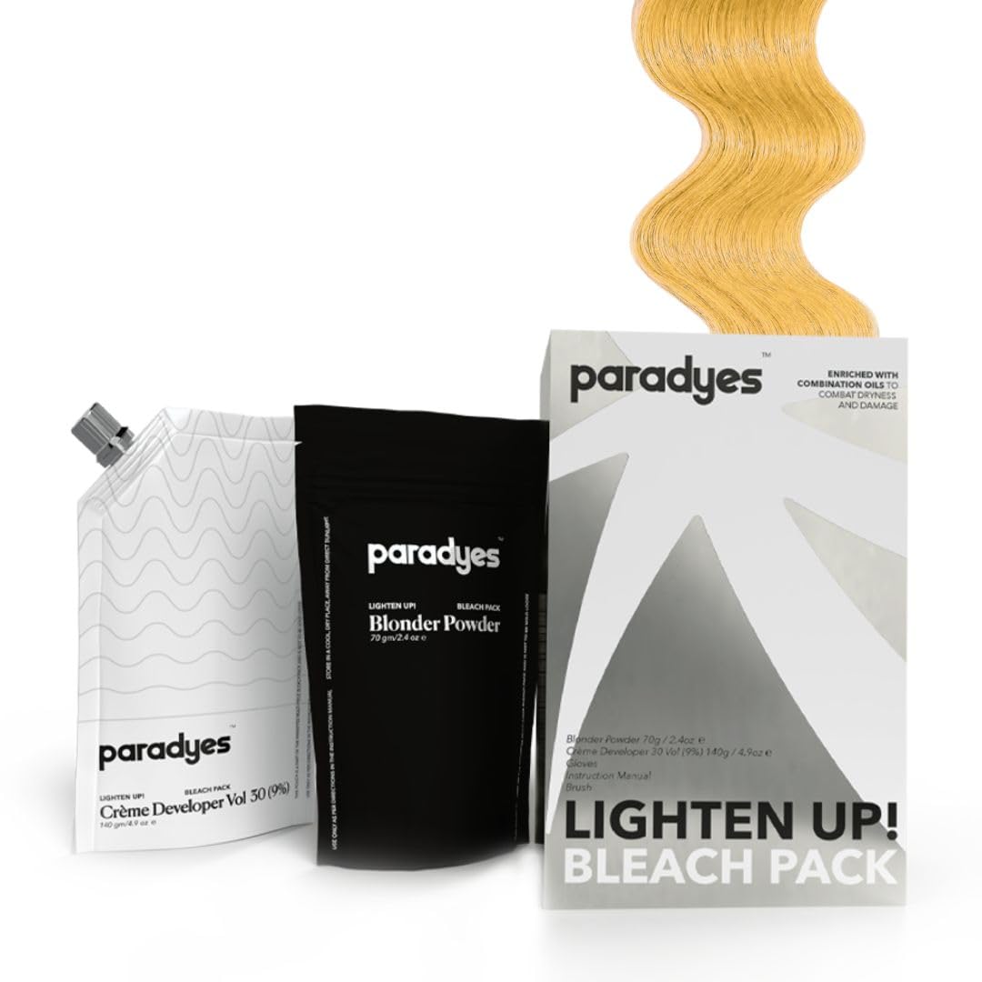 Paradyes Lighten Up! Bleach Pack 30 Vol. enriched with Flax Oil, Almond Oil and Olive Oil to lighten dark hair, suitable for All Hair Types