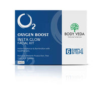 Body Veda Oxygen Boost Insta Glow Facial Kit - 6 Step System for Instant Radiance and Healthier Skin, Reduces Melanin Production, Fine Lines, and Wrinkles, For Women & Men