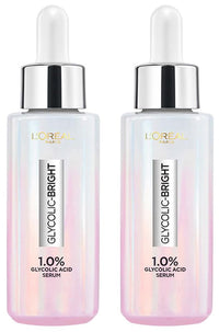 L'OREAL PARIS Brightening Serum, 1% Glycolic Acid, 2% Niacinamide Serum, Visibly Minimizes Spots, Reveals Even Skin Tone, Glycolic Bright Skin, 15ml (Pack of 2)