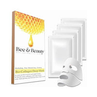 Bee & Beauty Bio Collagen Overnight Mask Pack of 4 | Korean Face Mask For Glass Skin | Sheet Mask For Deep Hydration, Pore minizmizing With Goodness Of Honey