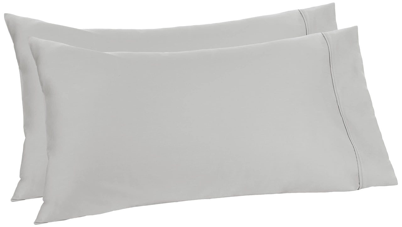 Aware 100% Organic Cotton 300 Thread Count Pillowcase Set, Light Gray, King, 2 Pack, 40" x 20"