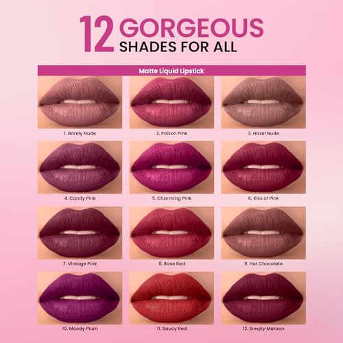 Swiss Beauty Duo Lipstick | Matte smudge-proof Liqud Lipstick + Transparent glossy Lipgloss | Transfer -proof and Long lasting | Shade-Vintage Pink, 10ml