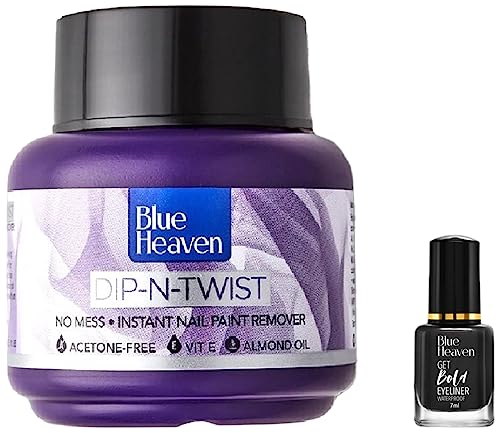 Blue Heaven Dip & Twist Nail Paint Remover, 40 ml & Blue Heaven Get Bold Matte Finish Eyeliner (Black, 7 ml)