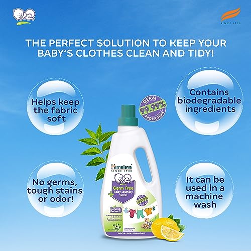 Himalaya Germ Free Baby Laundry Wash 1 L Pouch Liquid, White, (7004801) (Pack of 2)