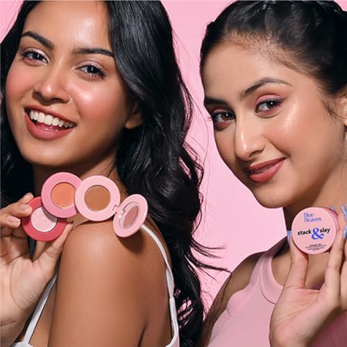 Blue Heaven Stack & Slay Multi Task Trio Countor, Blush & Highlighter For Face Makeup Fights Skin Aging, Nourishing & Moisturizing, Sunshine Light 5.4g