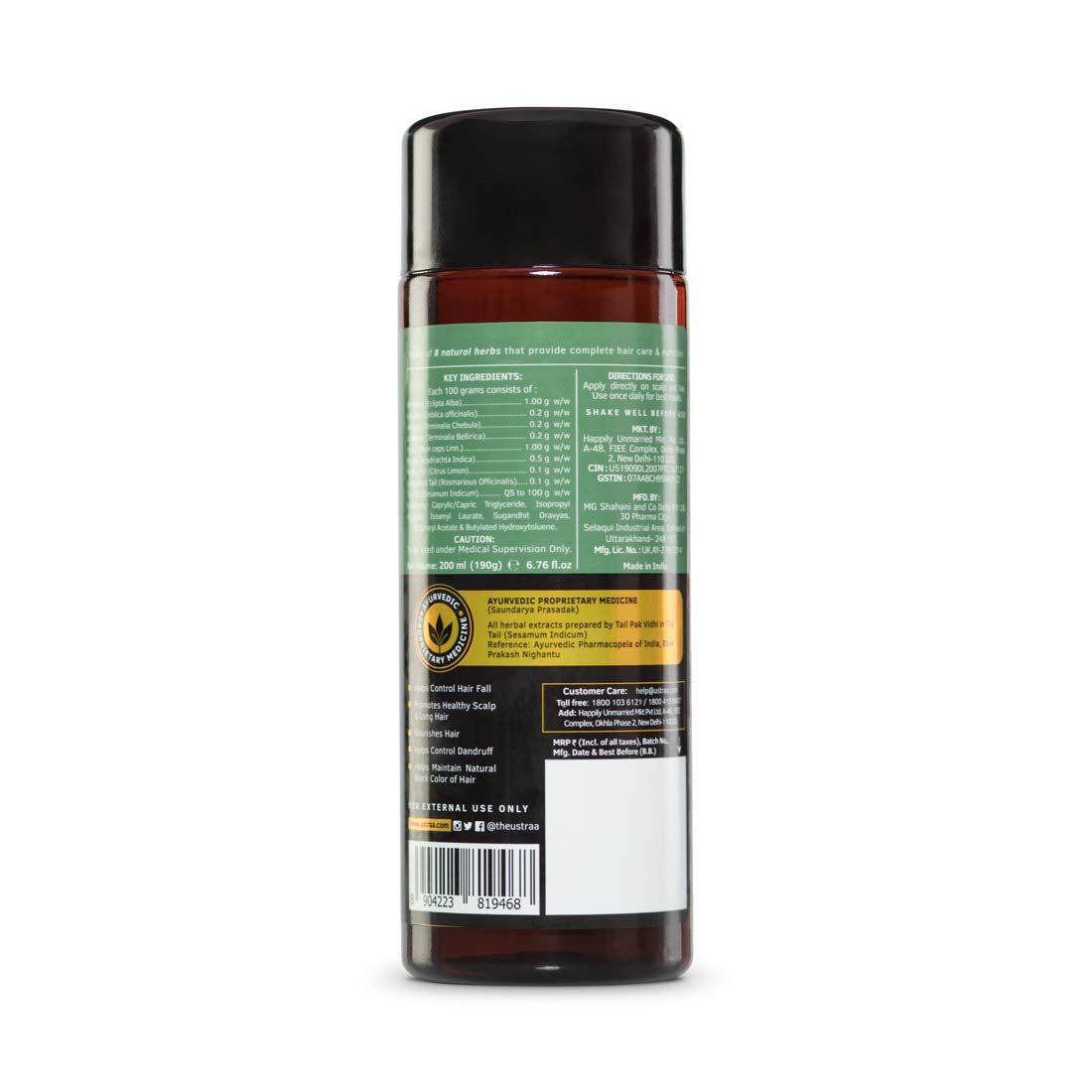 USTRAA Hair Growth Vitalizer 100ml – Clinically Tested | Hair Oil With Redensyl, Saw Palmetto, Vitamins, & Ayurvedic Hair Oil 200ml - with 8 Natural Herb extracts, With Red Onion,Bhringaraj,Neem