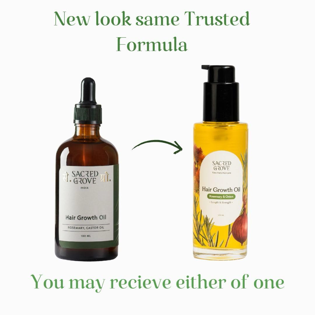 Sacred Grove Rosemary & Onion Oil for Hair Growth | Made Using 16 Potent Raw Herbs | Intensive Hair Growth Treatment | Stimulates Hair Follicles & Promotes Circulation | 100 ML