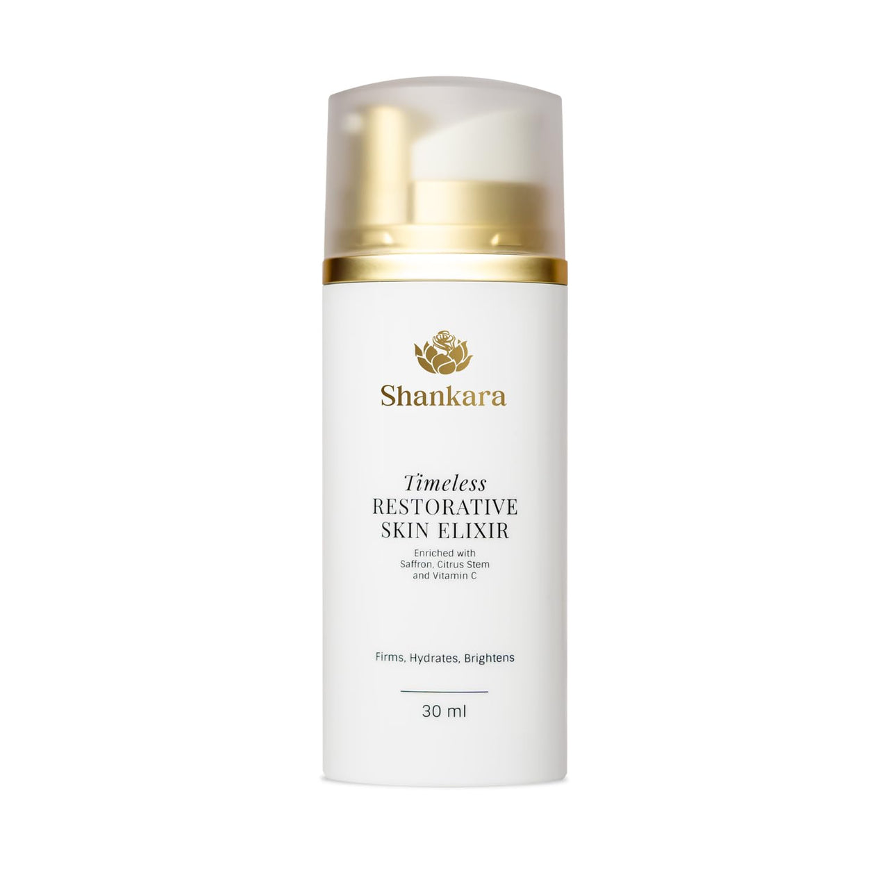 Shankara Timeless Restorative Skin Elixir - Visibly Brightens, Hydrates, Firms Skin with Ayurvedic Super Herbs and Citrus Stem Cell Technology - Facial Serum for All Skin Types - 30ml Pump Bottle