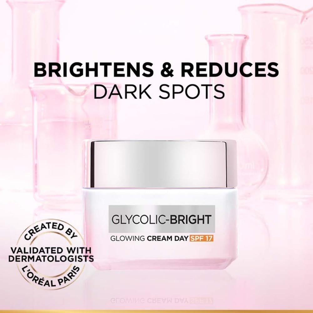 L’Oréal Paris Glycolic Bright Daily Foaming Facial Cleanser, Daily Glowing Facial Cleanser 100ml + L'Oreal Paris Glycolic Bright Glowing Day Cream Reveals Glowing skin, 15ml (2 ITEM IN SET)