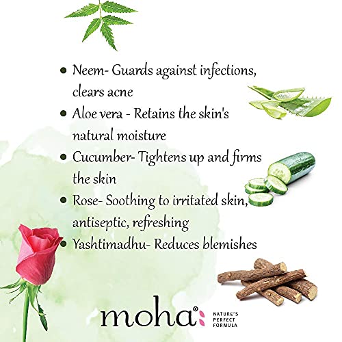 moha: Aloe Vera Gel 200 gm and Herbal Face Wash 100 ML | Face Wash With Goodness Of Neem, Aleovera, Cucumber, Rose Combo Pack