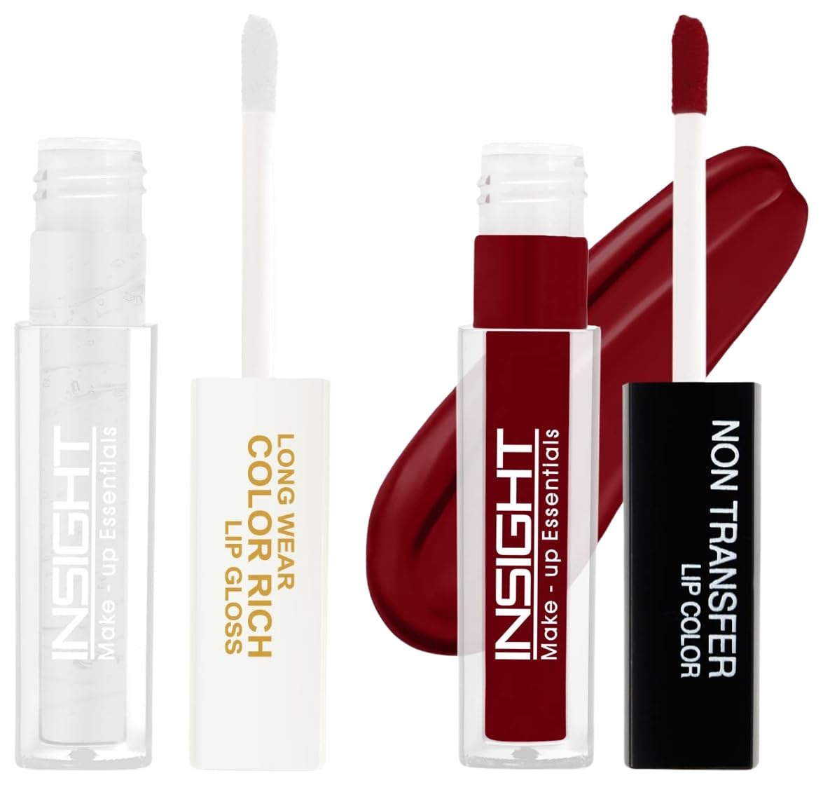 Insight Cosmetics Non Transfer Lip Color Matte Texture12Hrs Waterproof, 4ml(LG40-03) Long Wear Color Rich Lip Gloss Highly PigmentedGlossy (LG41-01)