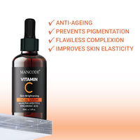 Mancode Vitamin C Serum With Hyaluronic Acid | 35% Vitamin C for Brightening Skin |Hyaluronic Acid Improves Skin Tone and Pore Minimizing |Alpha Arbutin for Improving Skin Texture Boosts Collagen 50ml