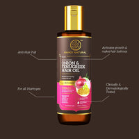 Khadi Natural Onion and Fenugreek Hair Oil| Strengthens Hair Follicles| Frizz-Free Hair| Paraben Free| - POWERED BOTANICS, 200ml
