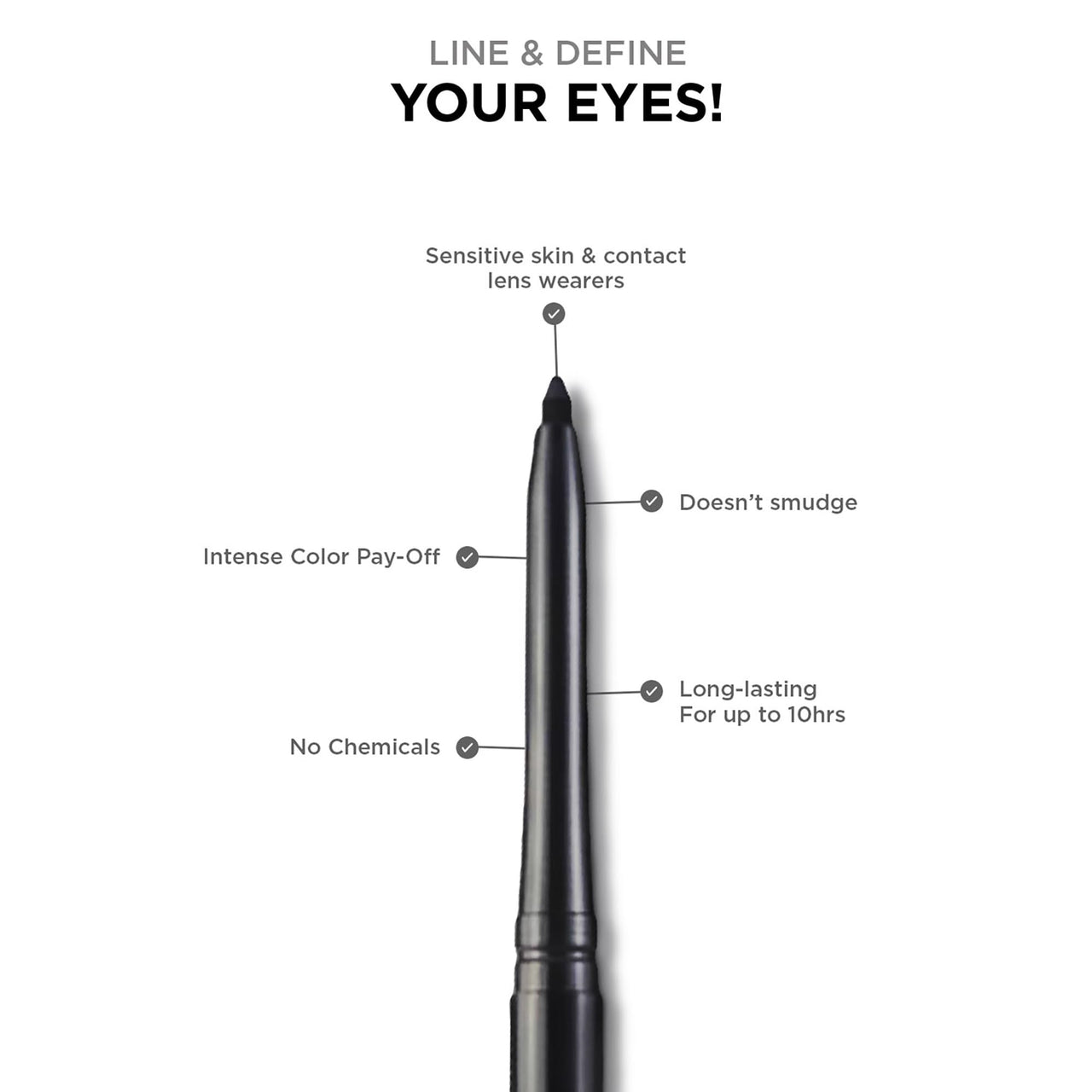 Colorbar Mesmereyes Kajal, Black 001, 0.35g | Moisturizing| Smudgeproof | Long lasting