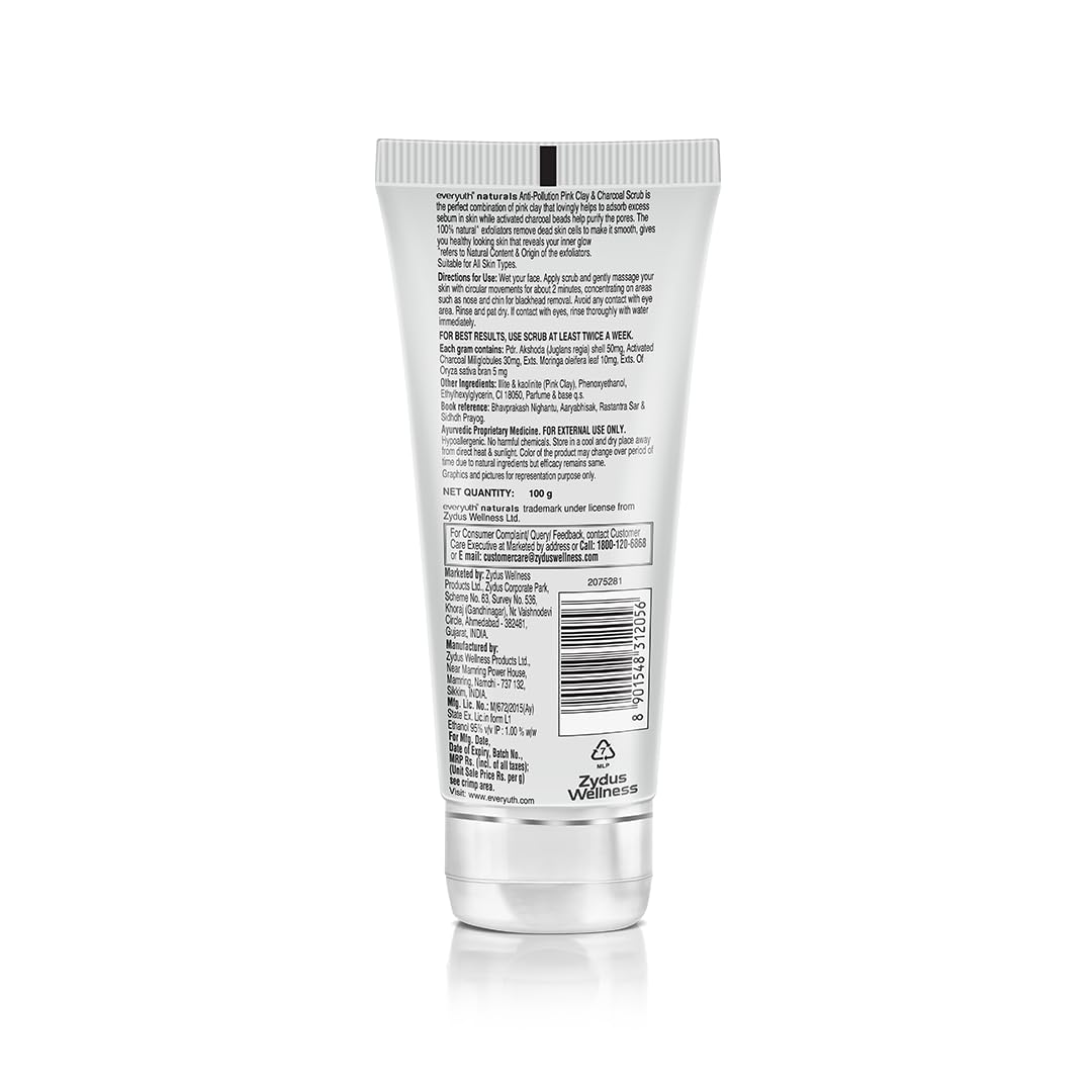 Everyuth Naturals Anti Pollution Pink Clay & Charcoal Scrub 100g