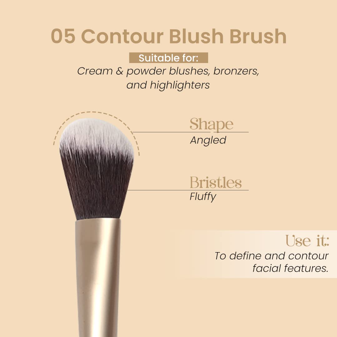 Milagro Beauty Contour Blush Brush 05 – Angled Brush for Cream & Powder Blush, Bronzer & Highlighter Application, Precision Sculpting, Soft Vegan Bristles, Defines & Enhances Features