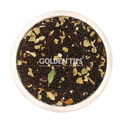 Golden Tips Elaichi Chai, Loose Leaf Masala Chai with Cardamom, Cinnamon, Cloves & Ginger, Exotic Spiced Indian Tea, Bold & Aromatic (250 Gram, 125 cups)