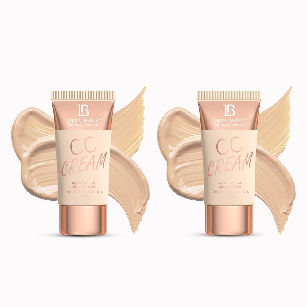 Lakyou Beauty CC Cream Instant Fair Look | Waterproof | Makeup Like Finish | Long Lasting | Shade-02(Soft Ivory) | 120g | Pack Of 2