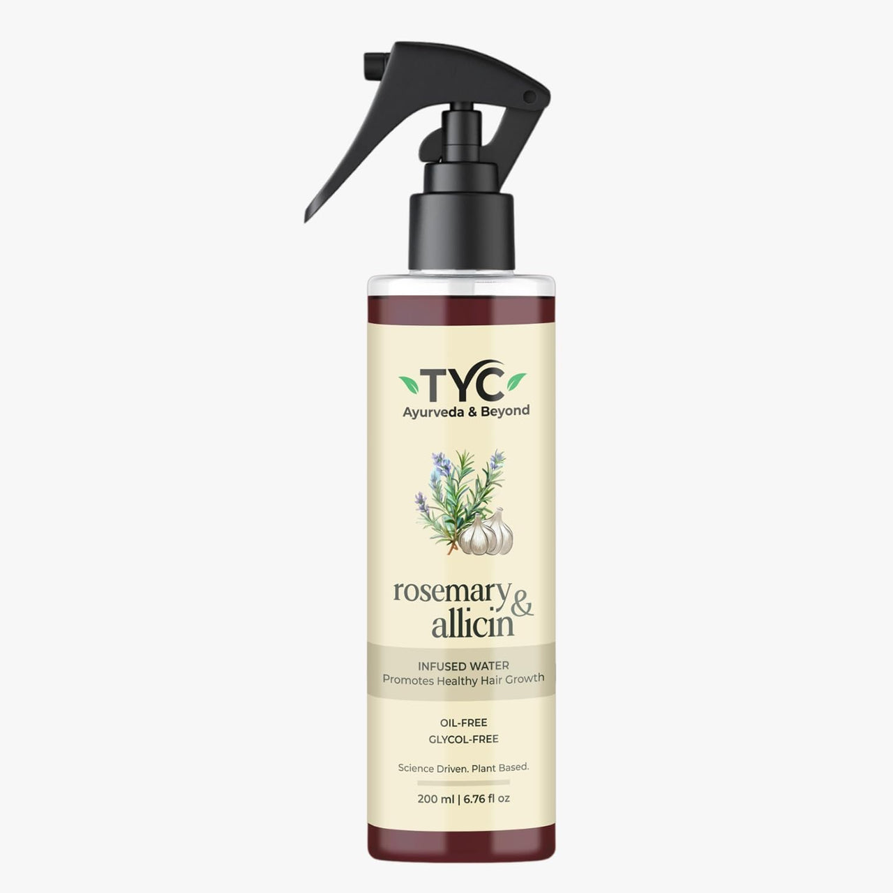TYC Trust Your Choice Rosemary & Allicin Water Hair Spray for Hair Fall Control, Hair Growth, Scalp Health, Natural Anti-Hair Loss Treatment, 200ml