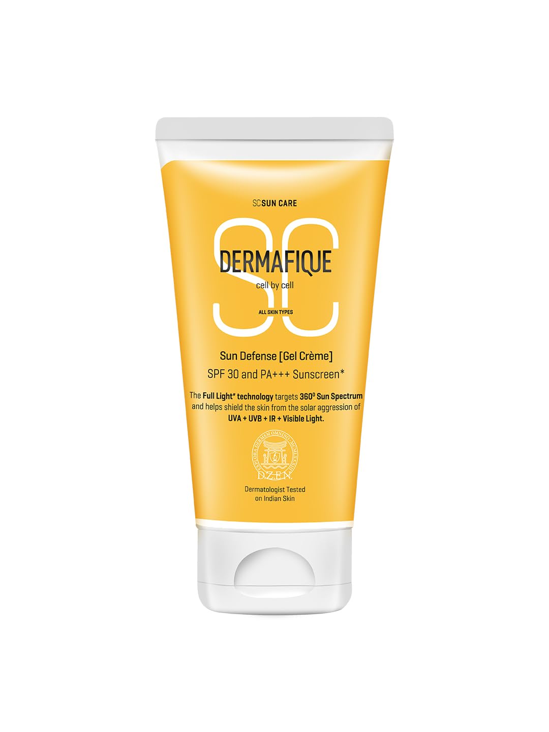 Dermafique Sun Defense Gel Crème, SPF 30, PA +++ Sunscreen 150g, for All Skin Types, 360 degree Sun Spectrum Protection, Prevents Tanning & Photoaging, Protects from UVA,UVB, IR & Visible Light, Dermatologist Tested on Indian Skin, for Men & Women