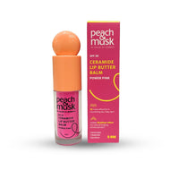 Peach and Musk SPF 30 Ceramide Lip Butter Balm, for Dry Lips with Tripeptide & Squalane, 3D Pillow Effect, Brightens & Hydrates Lips, Tinted Lip Balm - Power Pink (5ml)