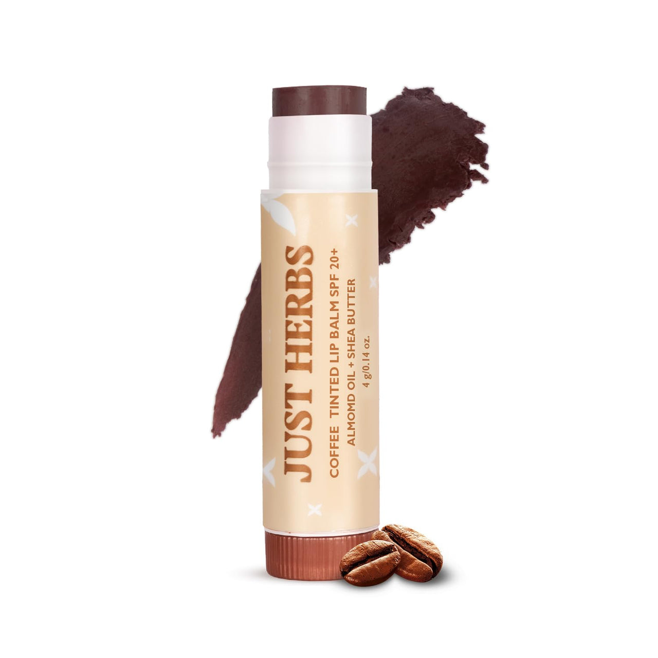 Just Herbs Tinted Lip Balm for Men and Women with SPF 20+ for Dark Lips to Lighten 4 g (Coffee)