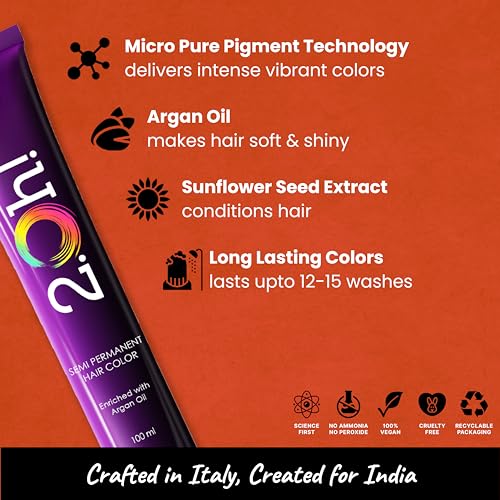 2.Oh! Italian- Orange Hair Color For Women & Men | Ammonia-Free DIY Semi Permanent Hair Color | Enriched with Argan Oil | Lasts upto 12-15 Washes (Pack of 2)